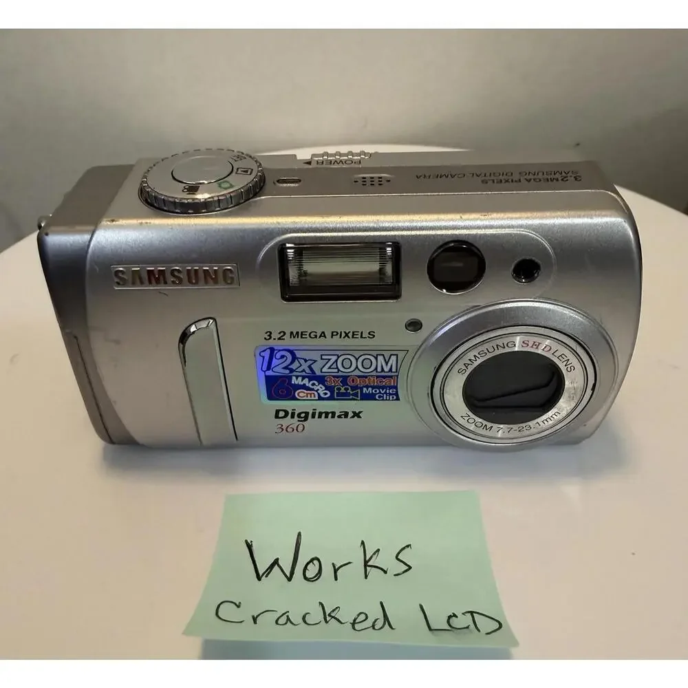 Samsung Digimax 360 Digital Camera 3.2MP Compact 12x Zoom Point & Shoot Y2K Work